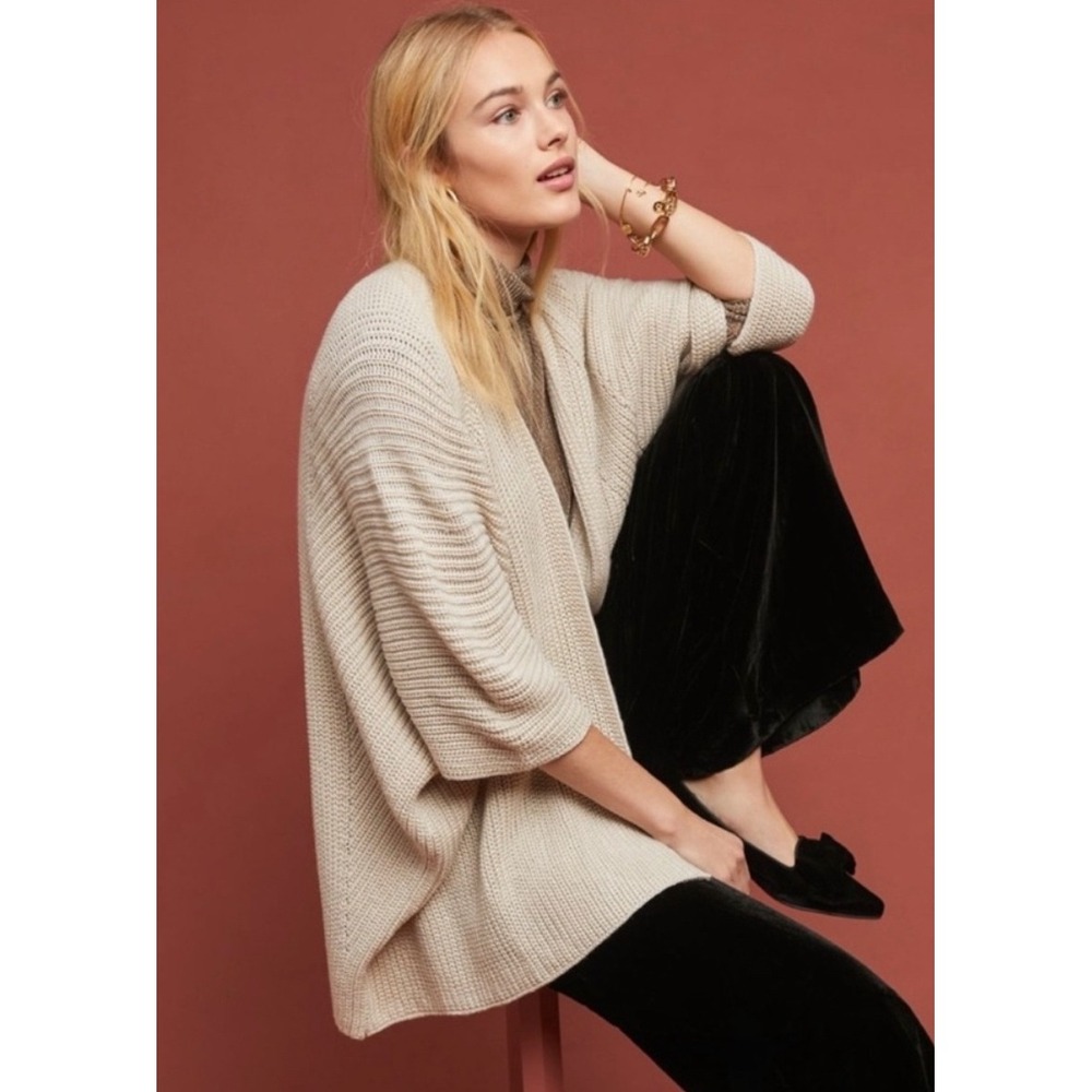 Anthropologie AKEMI + KIN Open Front Kimono Cardigan Beige Neutral Boho One Size